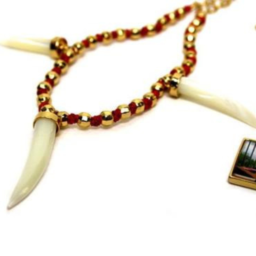 DISNEY COUTURE PRINCESS & FROG TIGER TEETH STATEMENT NECKLACE**NEW! - Picture 1 of 3
